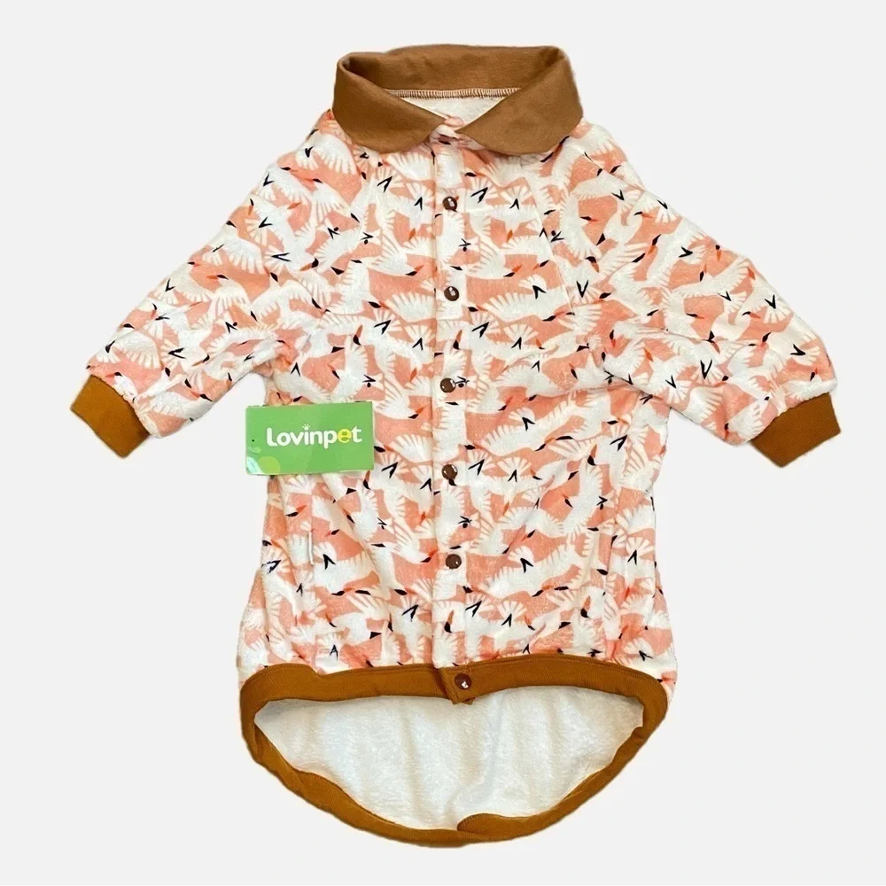 LovinPet Dog Soft Fleece Warm Winter Bird Print Pajama Jacket X-Large NWT